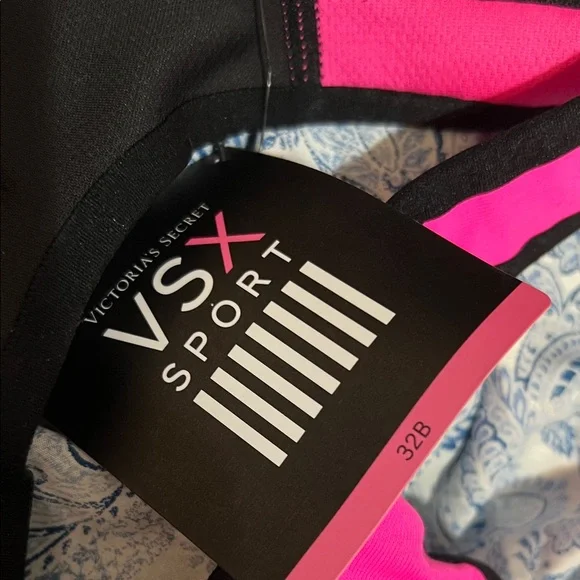 VSX Vibrant Pink and Black Sports Bra - Picture 2 of 5